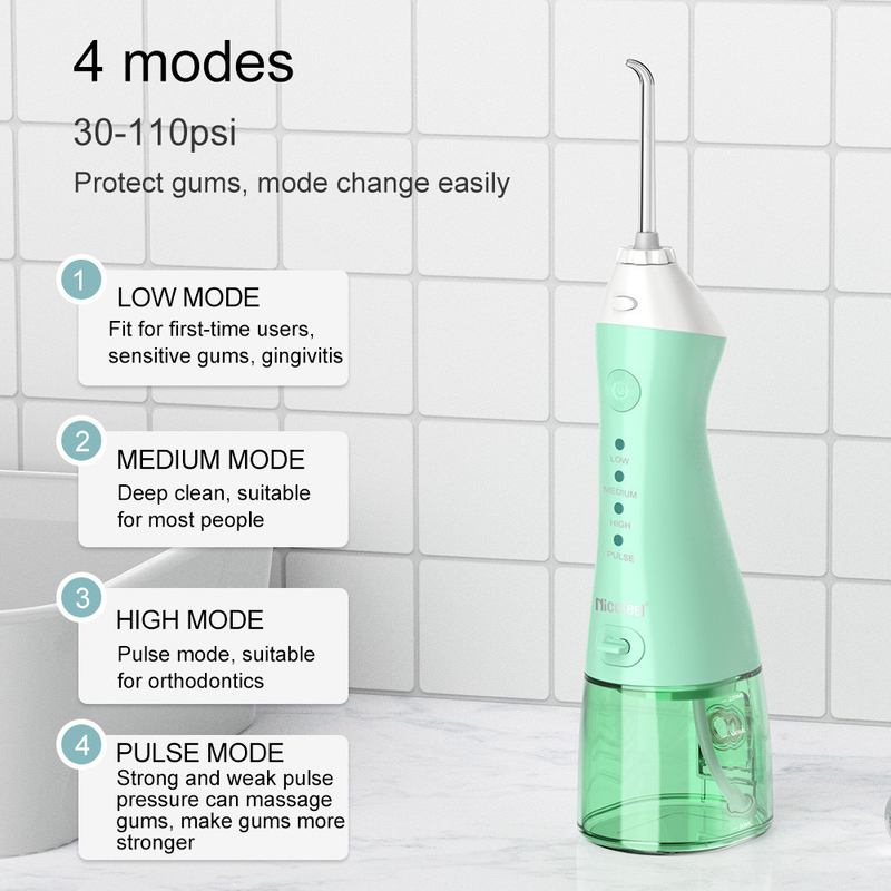 Irrigador oral portátil para viagens domésticas 300 ml IPX7 à prova d'água sem fio