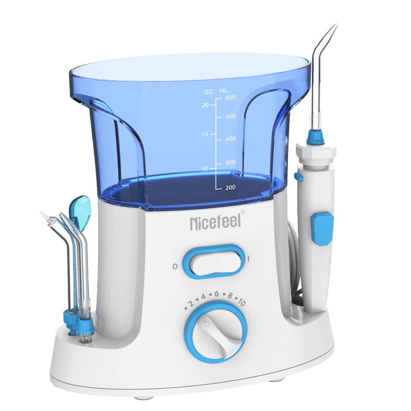 Fio dental de água ABS ajustável de 600 ml para uso familiar spa oral branco azul
