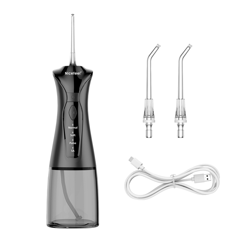 água sem corda Flosser Irrigator oral a pilhas do preto 1400mAh