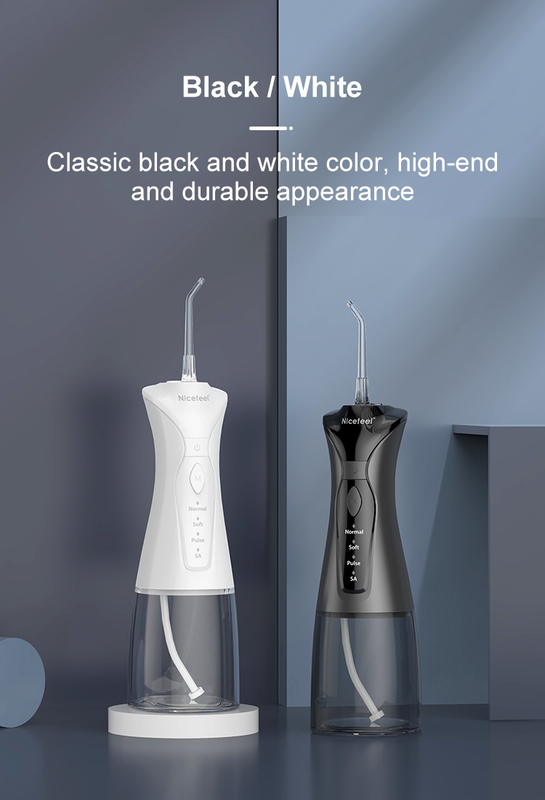 água sem corda Flosser Irrigator oral a pilhas do preto 1400mAh