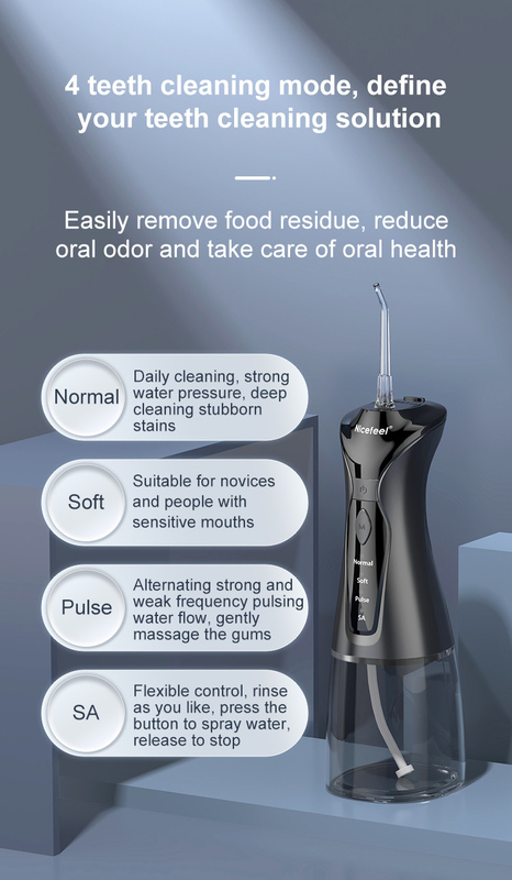 cuidados dentários orais portáteis sem corda de 300ml Nicefeel Irrigator com Nozzels
